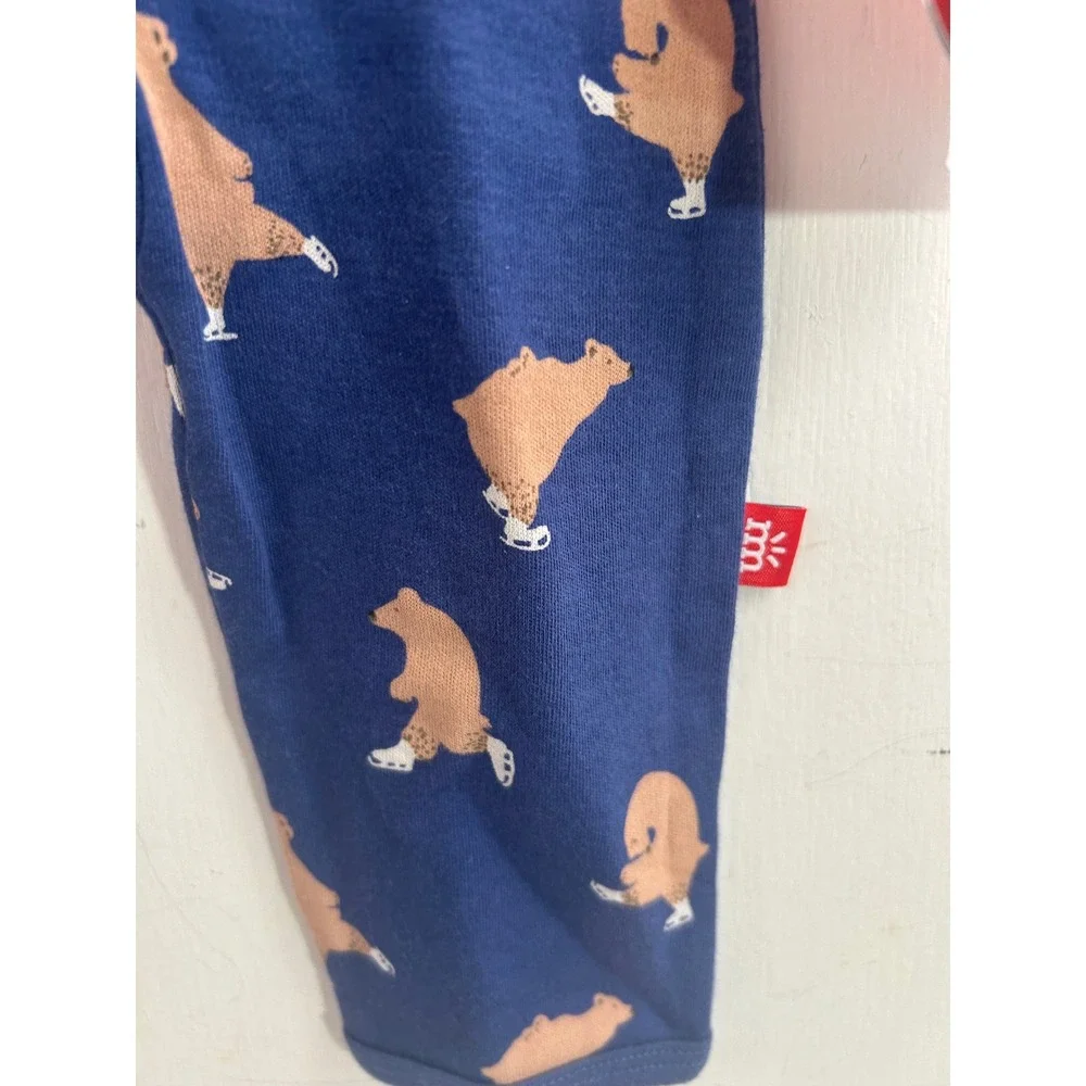 Magnetic Me Coverall 3-6M Blue Ice Skating Bear Organic Cotton Kids Sleeper